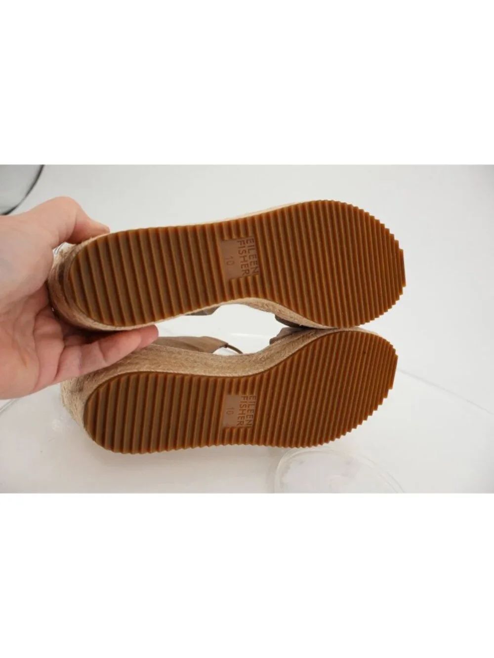 Eileen Fisher Women's Agnes Sandal Size 10 Espadrille Platform Wedge Heel Gold - Picture 10 of 13